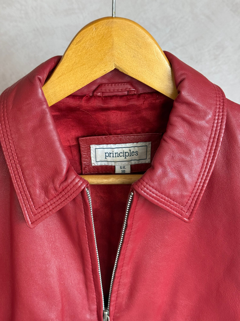Vintage Y2K racer red leather jacket (M)
