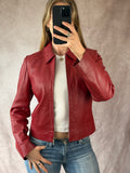 Vintage Y2K racer red leather jacket (M)
