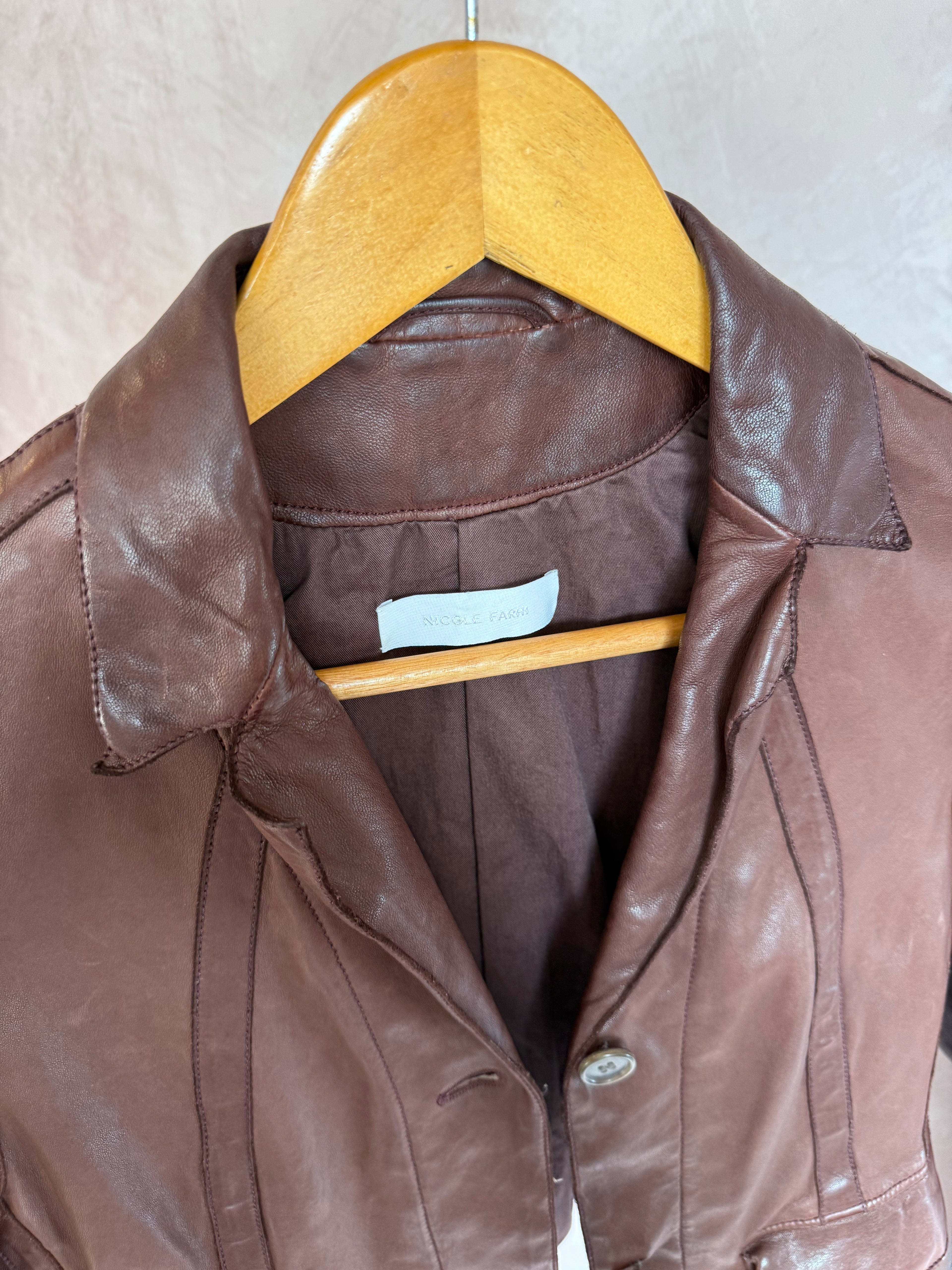 Vintage Y2K brown racer leather jacket (S)
