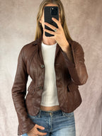 Vintage Y2K brown racer leather jacket (S)