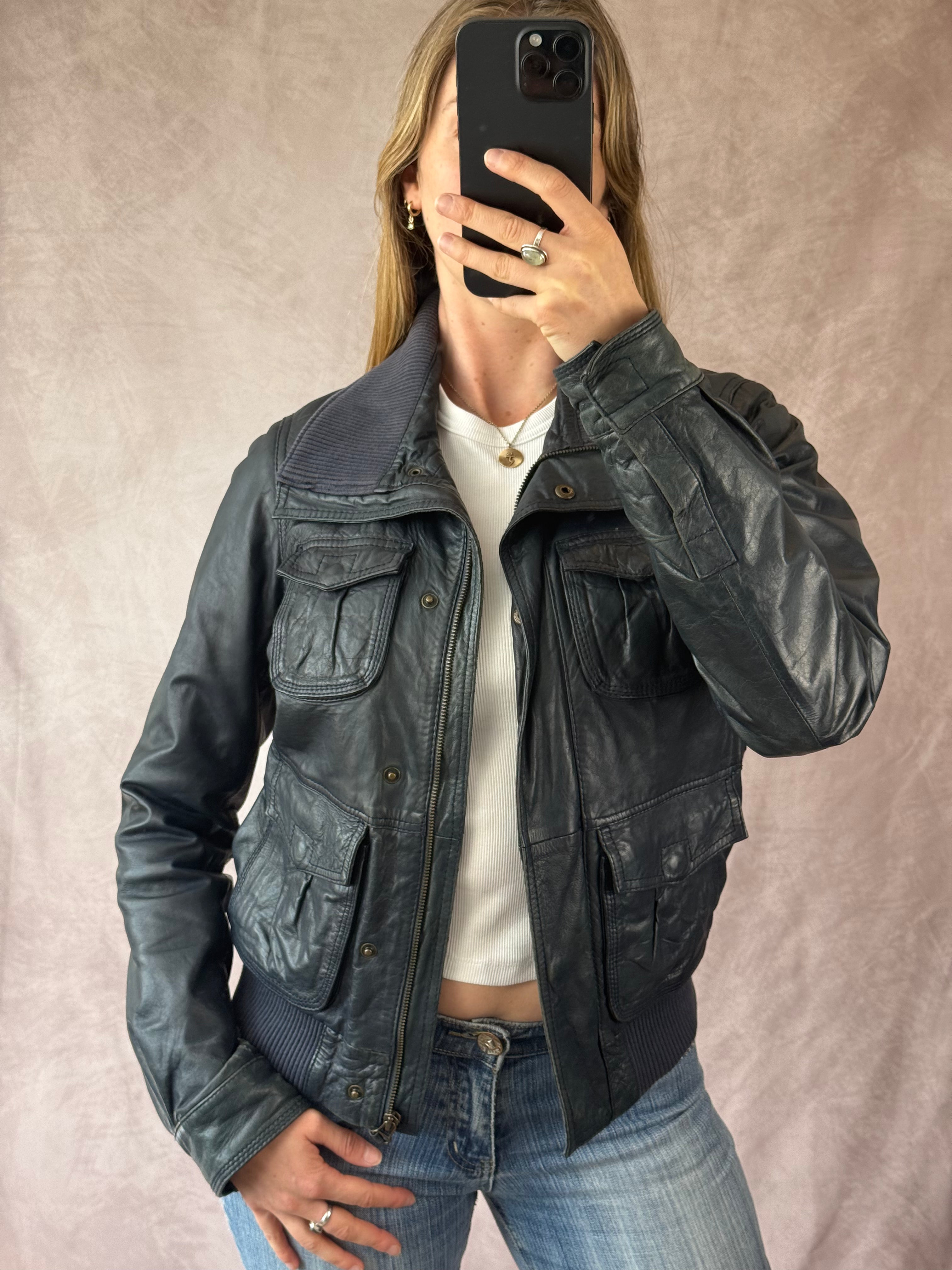 Vintage Tommy Hilfiger blue bomber jacket (M)