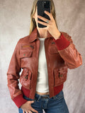 Aviatrix vintage 00's red biker leather jacket (M)