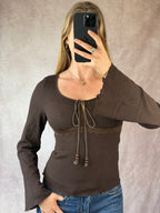 Y2K fairy whimsical brown top (M).