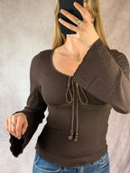 Y2K fairy whimsical brown top (M).