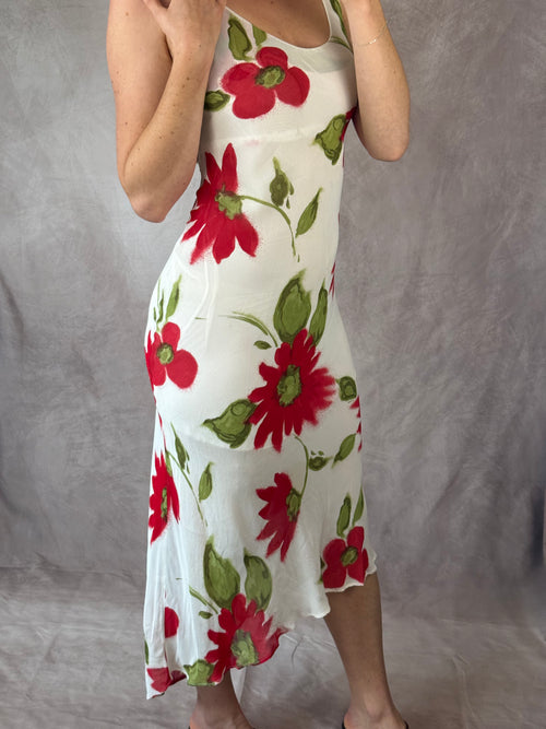 90's Y2K asymmetrical spring dress (S)