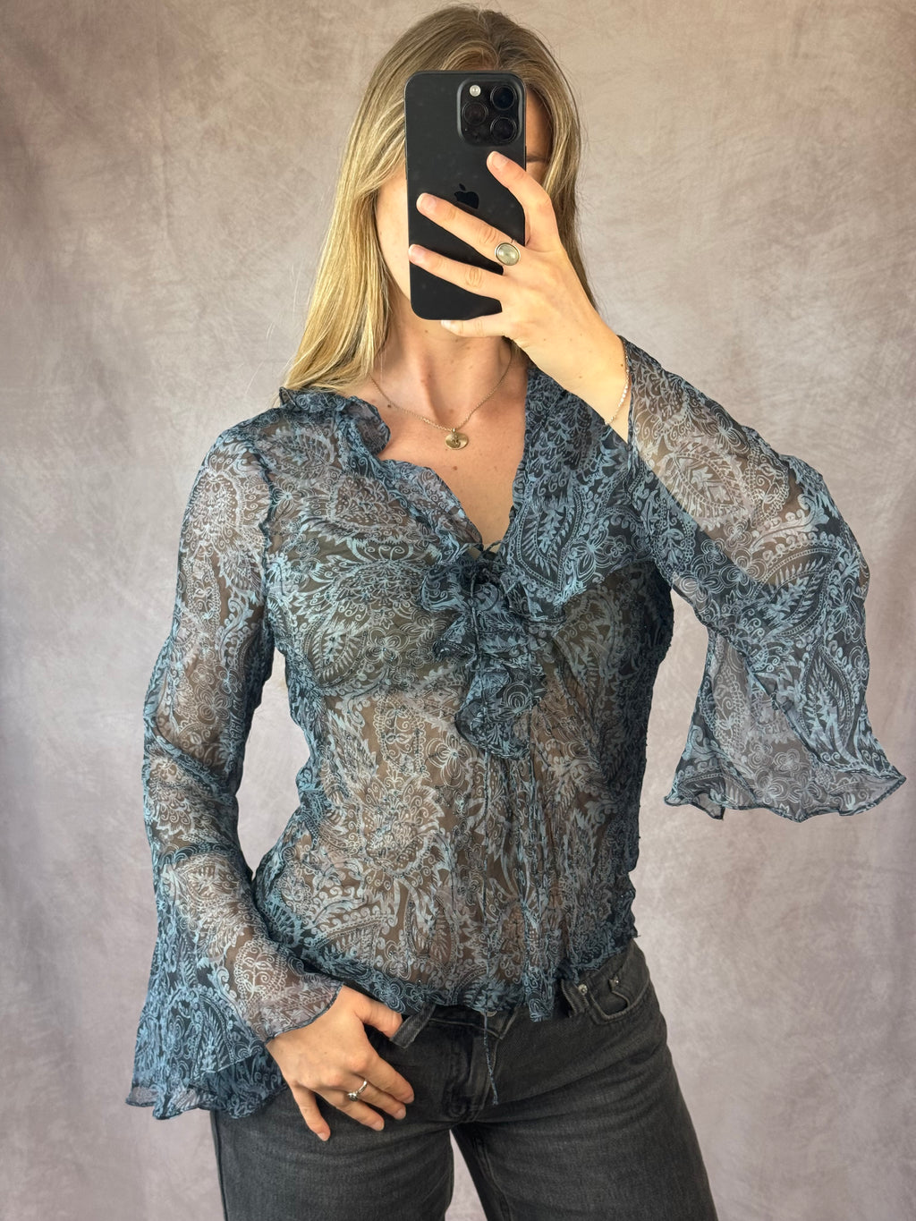 Y2K fairy whimsical blue top (M)