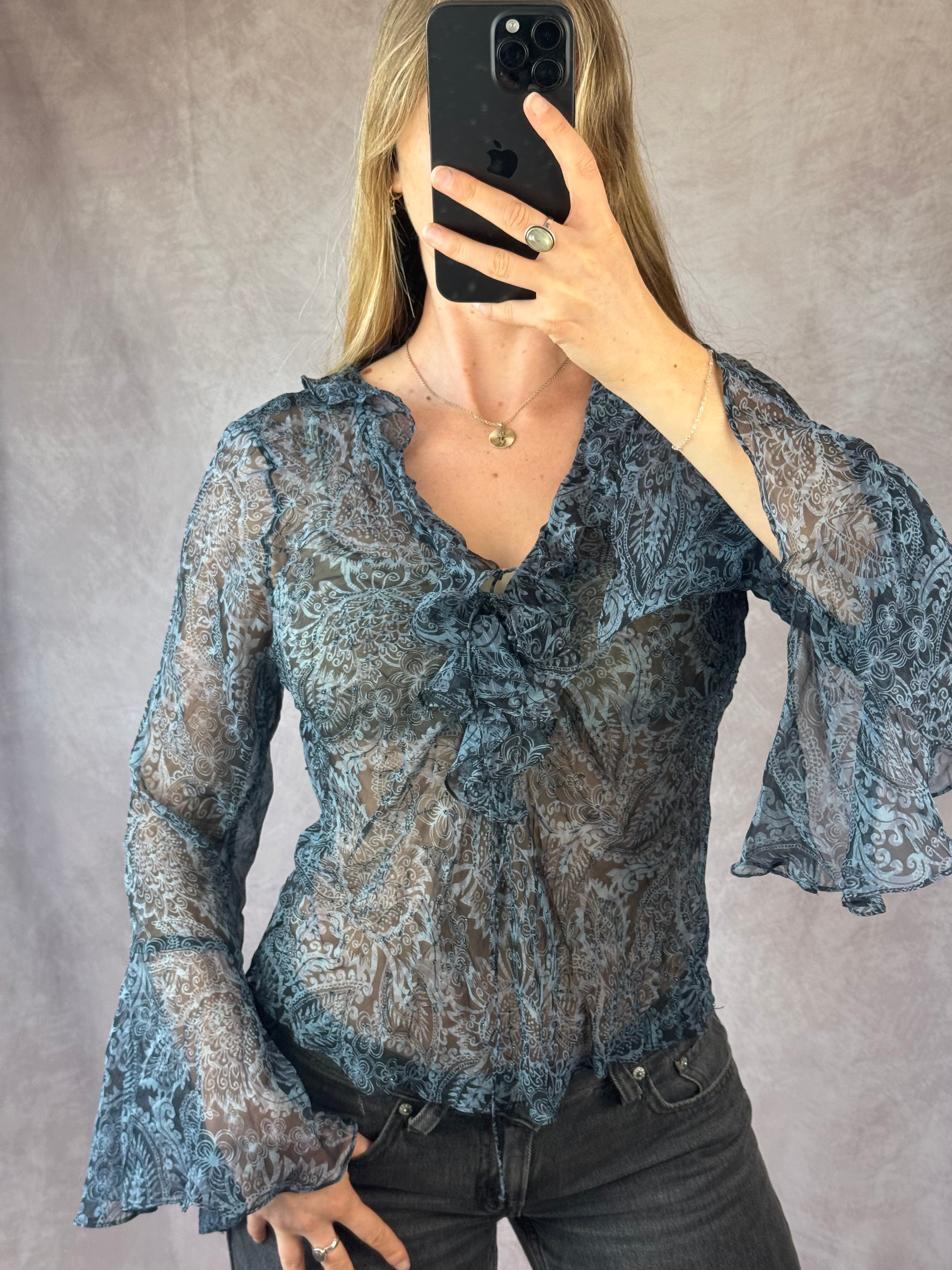 Y2K fairy whimsical blue top (M)