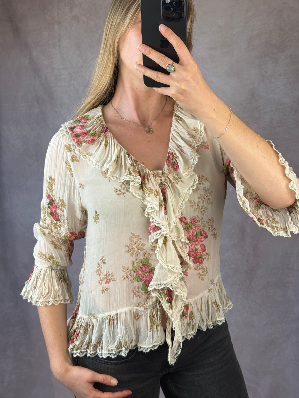 Y2K fairy whimsical floral top (M)