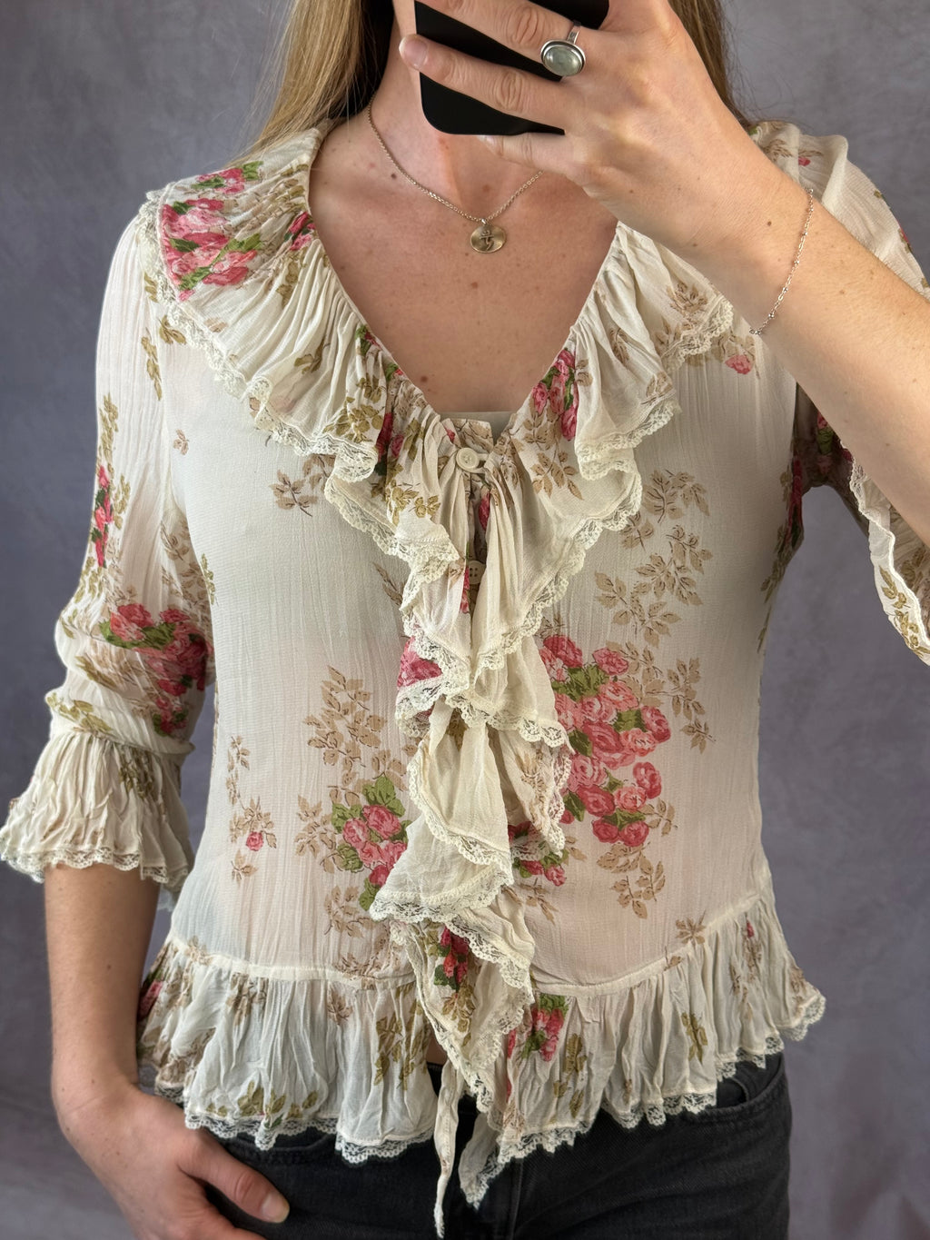 Y2K fairy whimsical floral top (M)