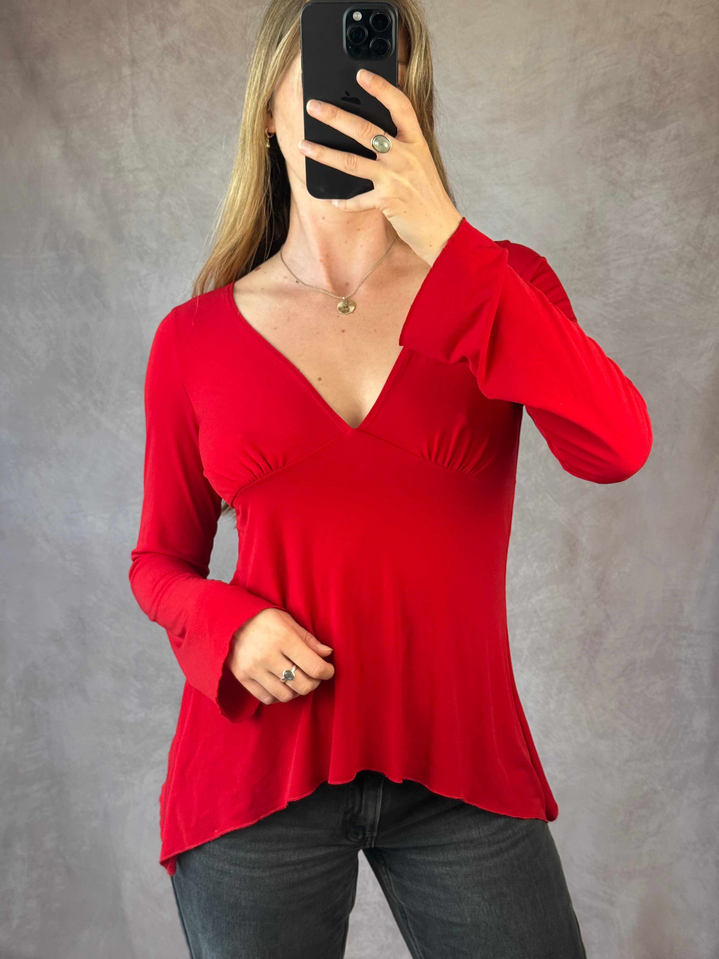 Y2K fairy whimsical red top (L)