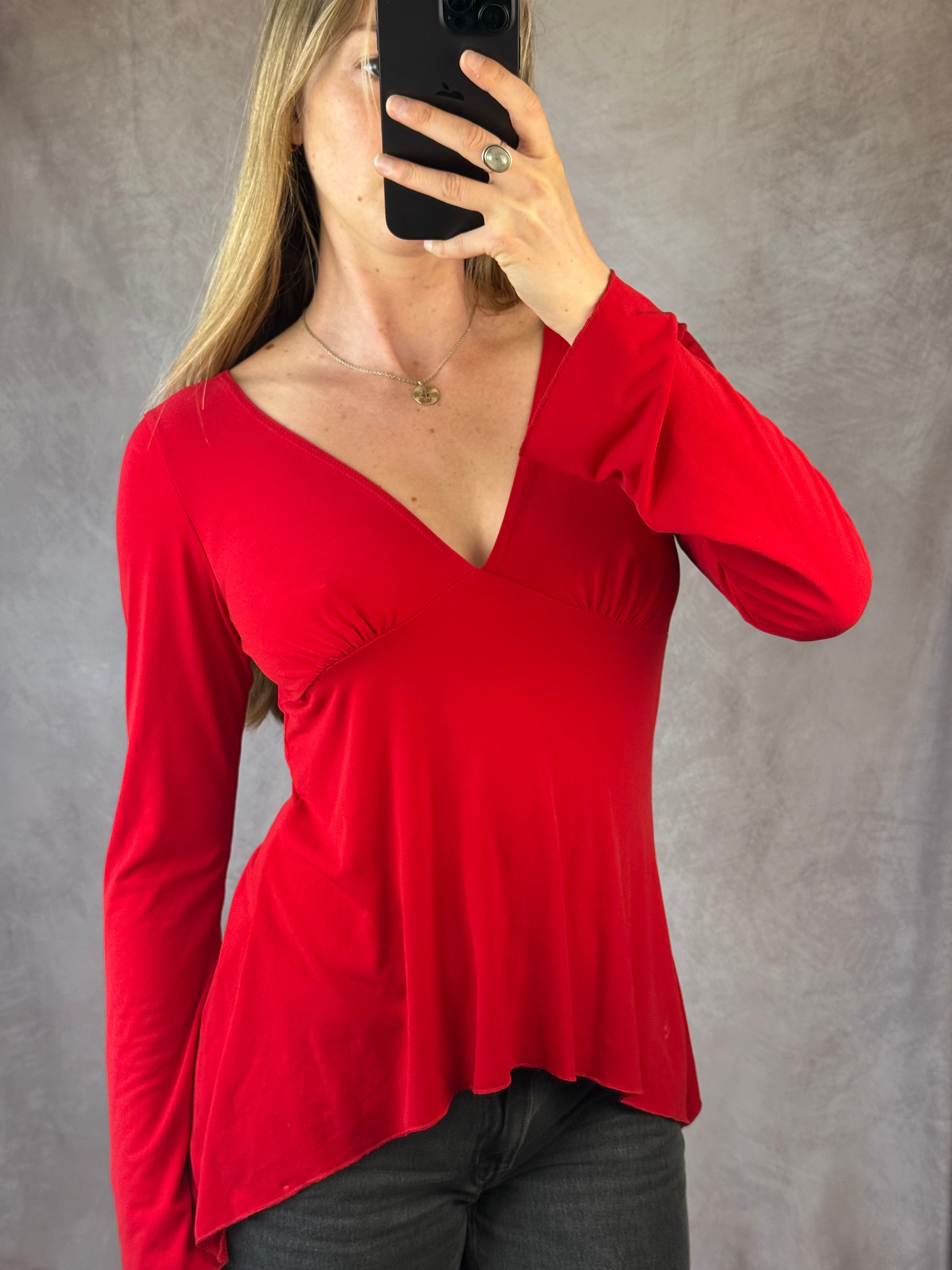 Y2K fairy whimsical red top (L)