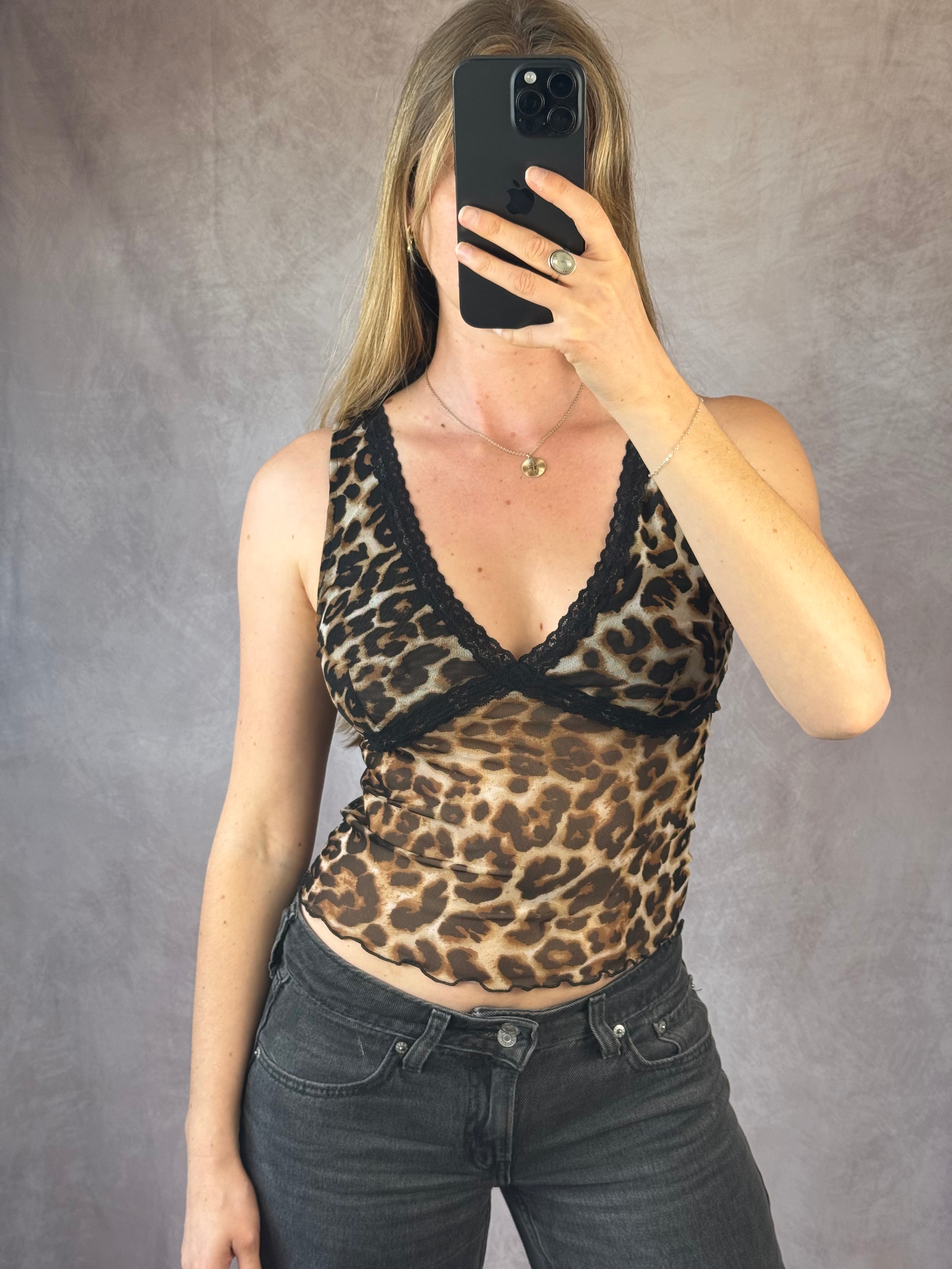 Y2K fairy leopard print tank top (S)