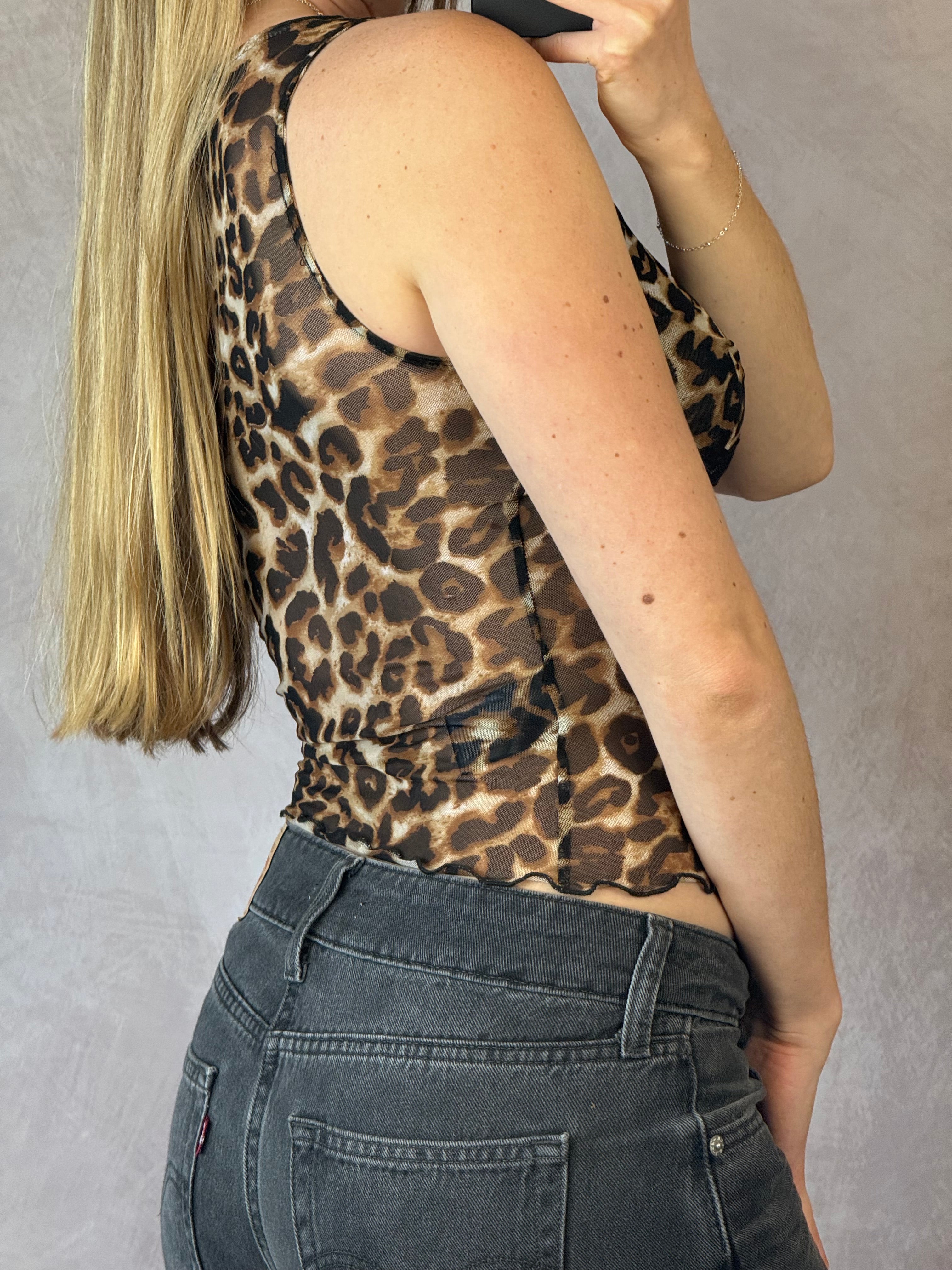Y2K fairy leopard print tank top (S)