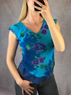 Y2K fairy whimsical Blue floral top (M)