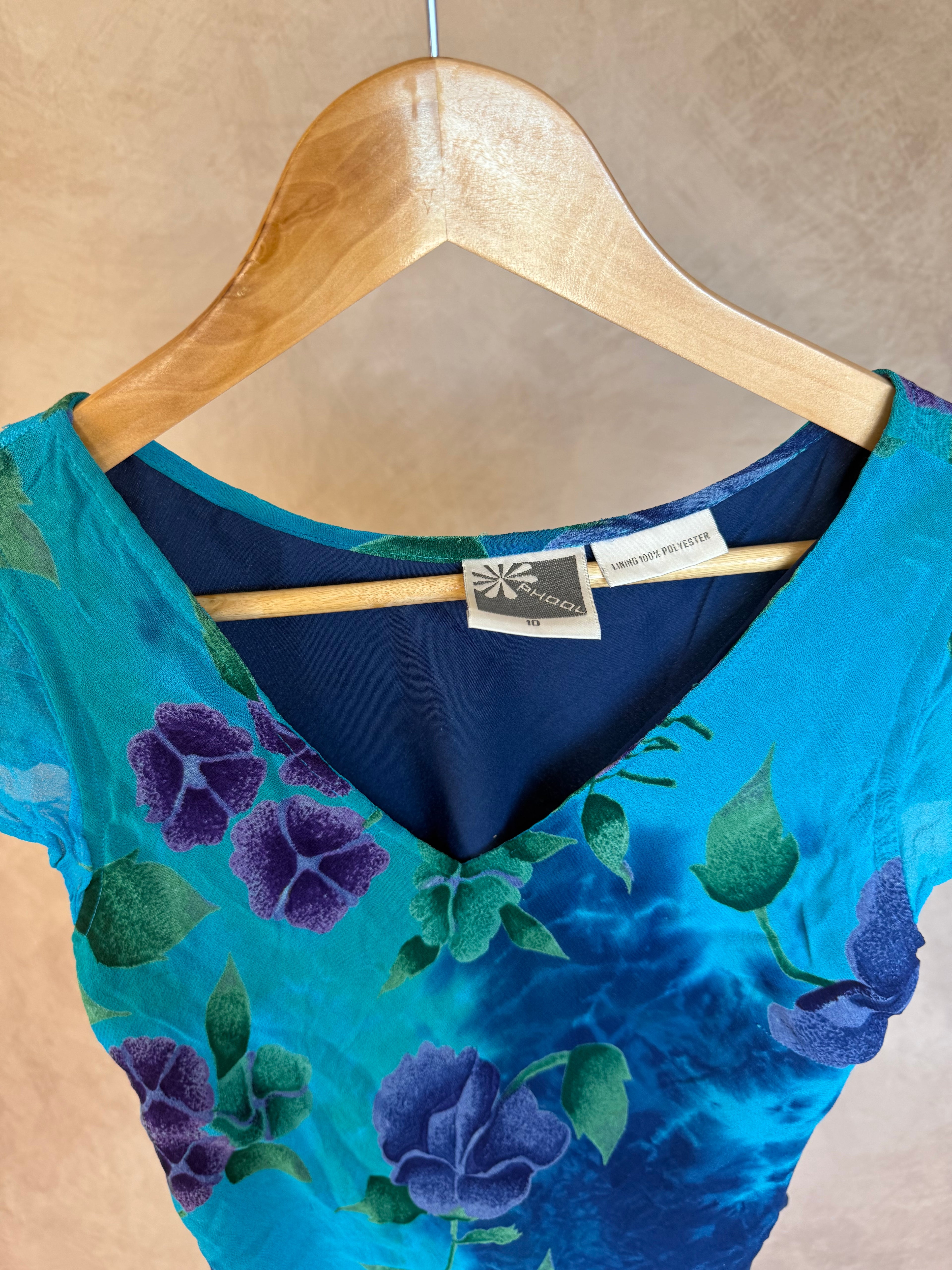 Y2K fairy whimsical Blue floral top (M)
