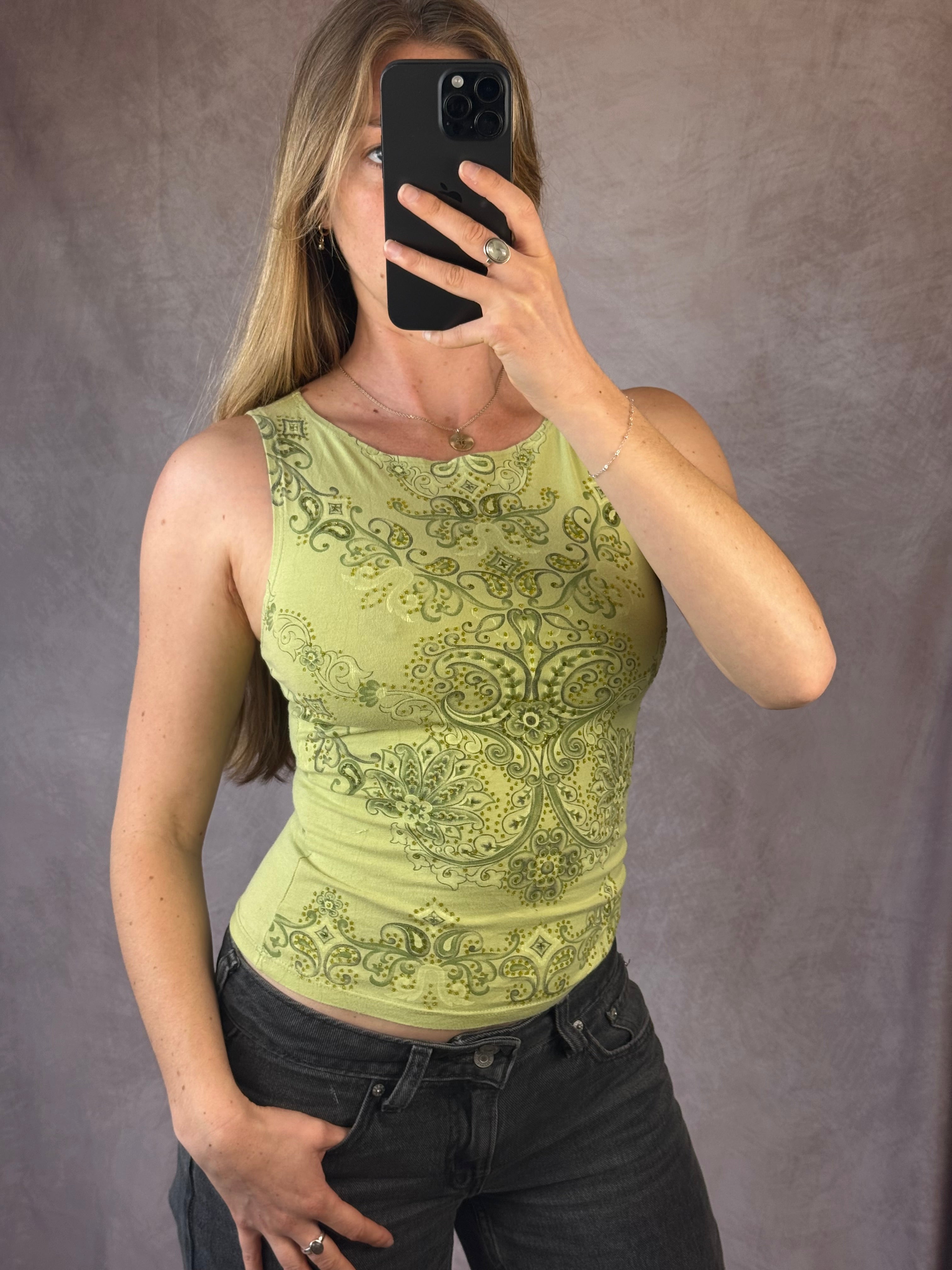 Y2K Green vintage corset top (S)