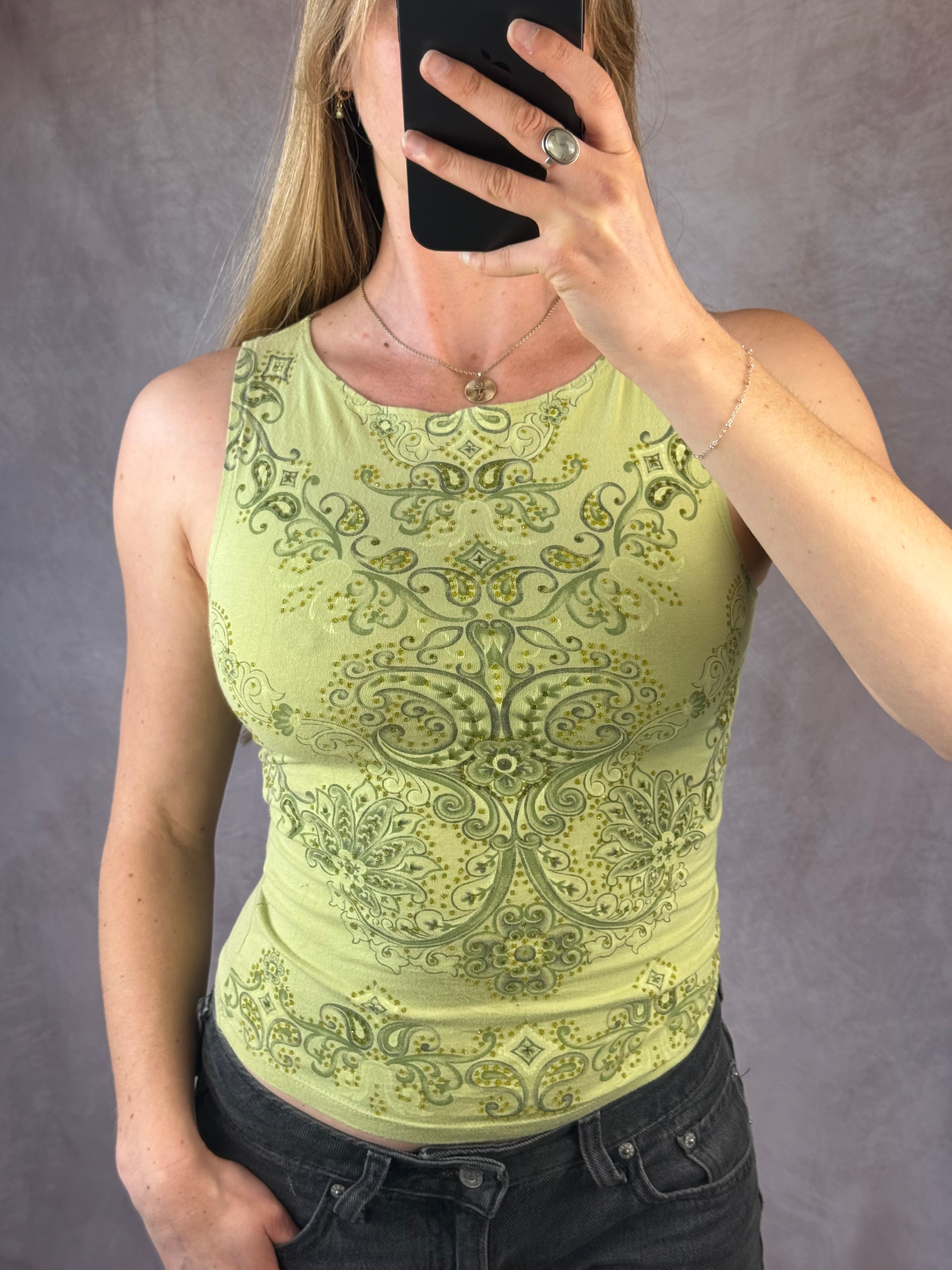 Y2K Green vintage corset top (S)