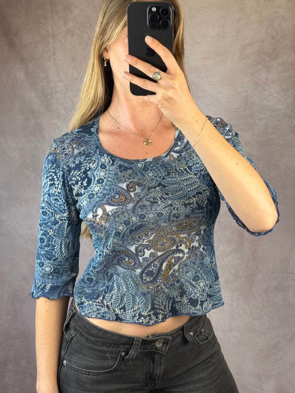 Vintage Y2K fairy paisley print top (S)