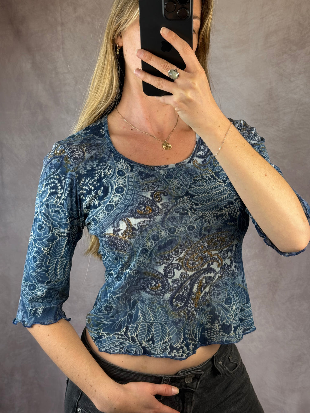 Vintage Y2K fairy paisley print top (S)