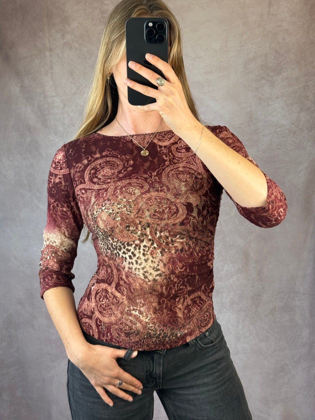 Y2K fairy whimsical burgundy top (M)