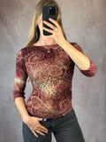 Y2K fairy whimsical burgundy top (M)
