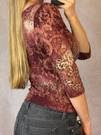 Y2K fairy whimsical burgundy top (M)