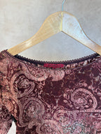 Y2K fairy whimsical burgundy top (M)