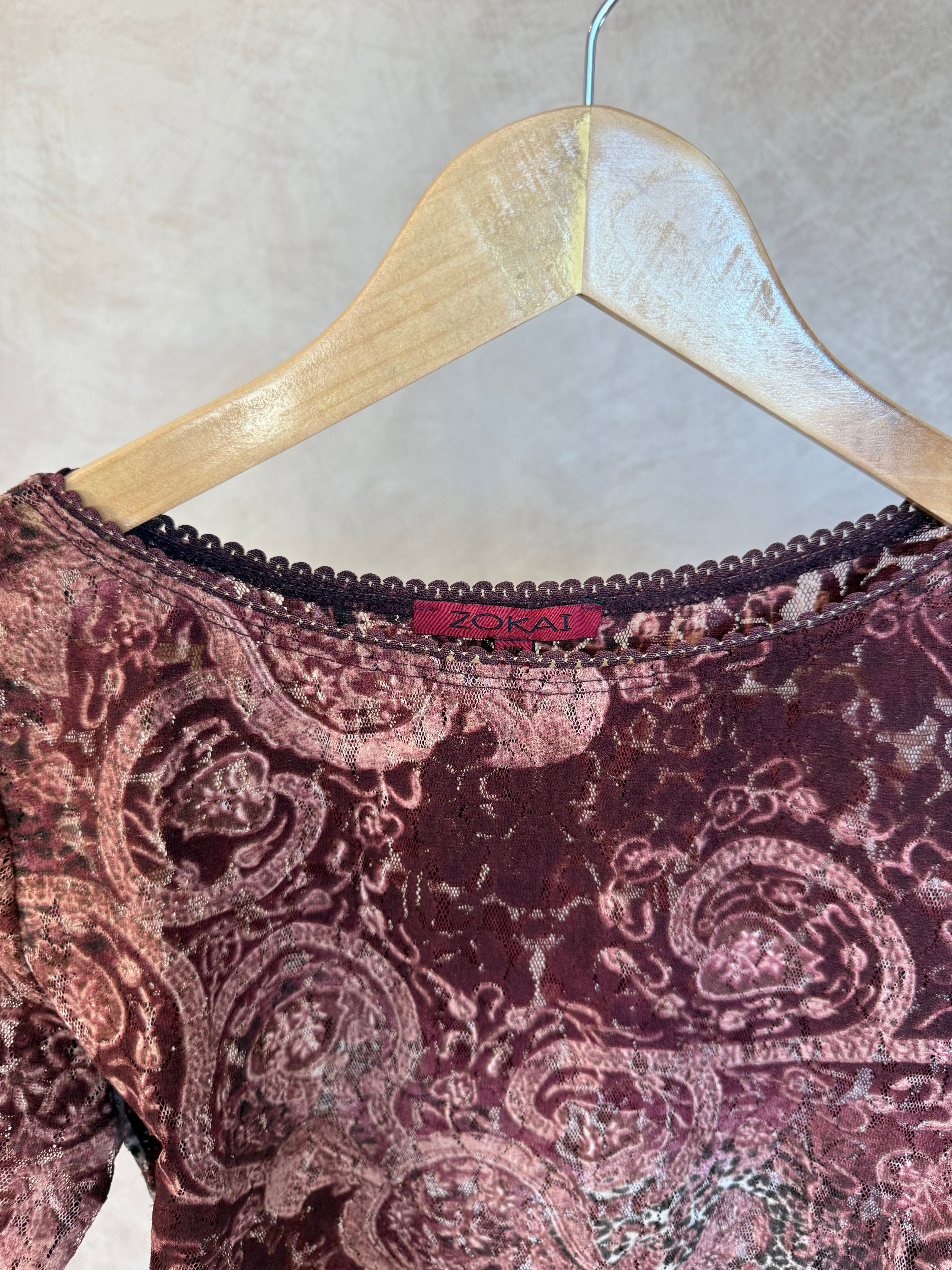 Y2K fairy whimsical burgundy top (M)