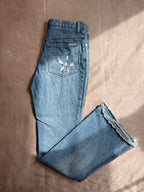 Vintage flower light blue denim jeans (XS)