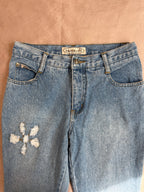 Vintage flower light blue denim jeans (XS)