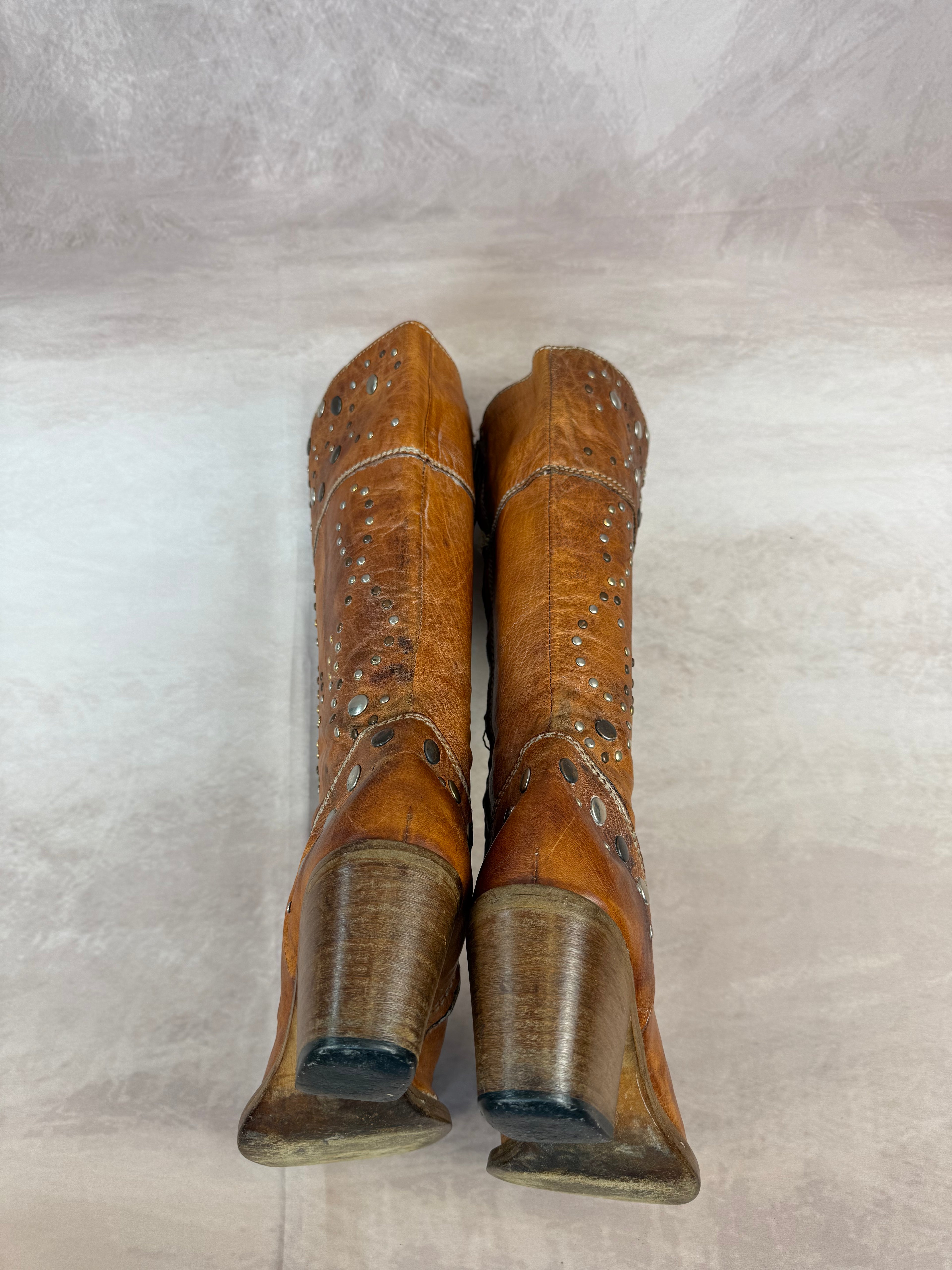 Vintage silver studded cowboy boots (UK 8)