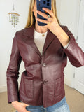 Burgundy Y2K Vintage Leather Jacket – Racer Moto Style