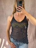 Y2K fairy whimsical black sequenced top (L)