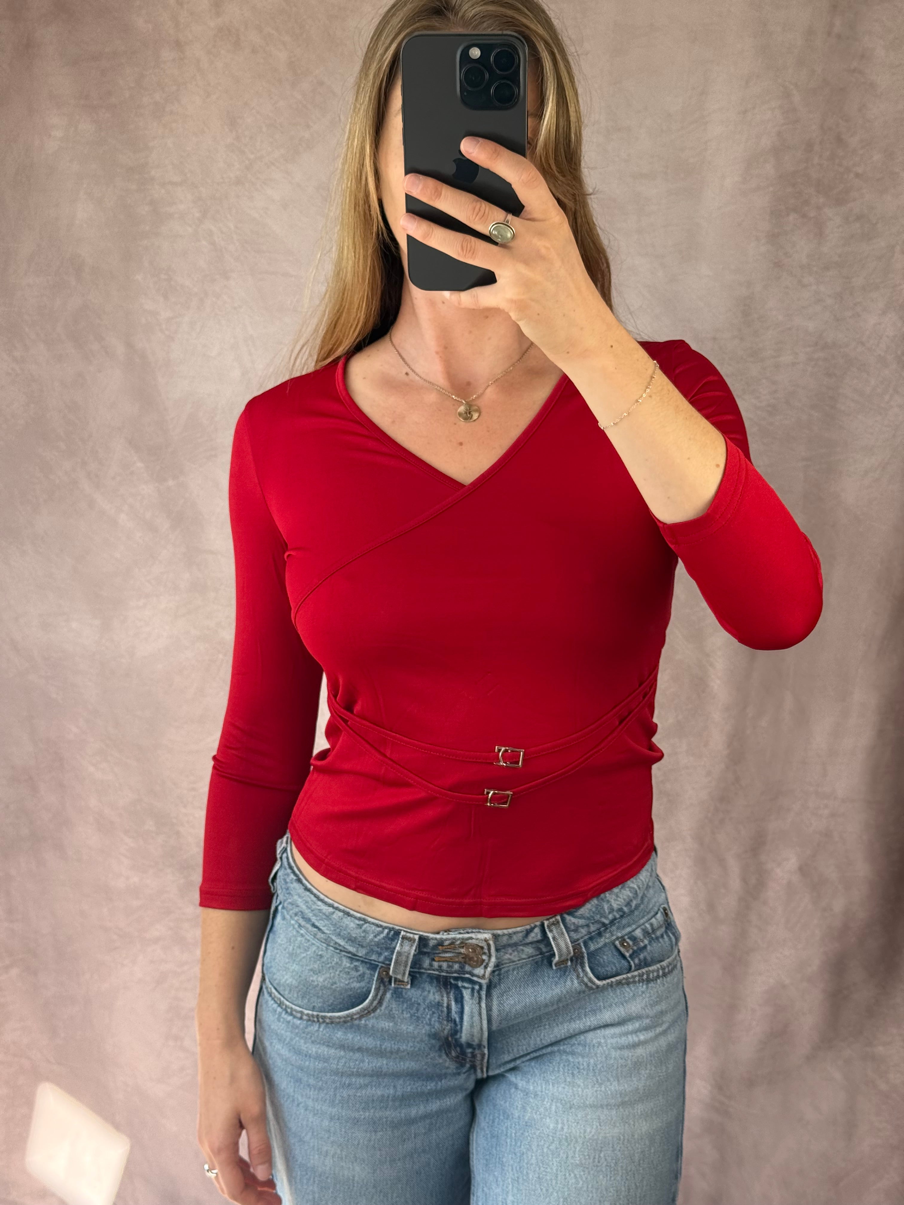 Y2K fairy whimsical red top (S)