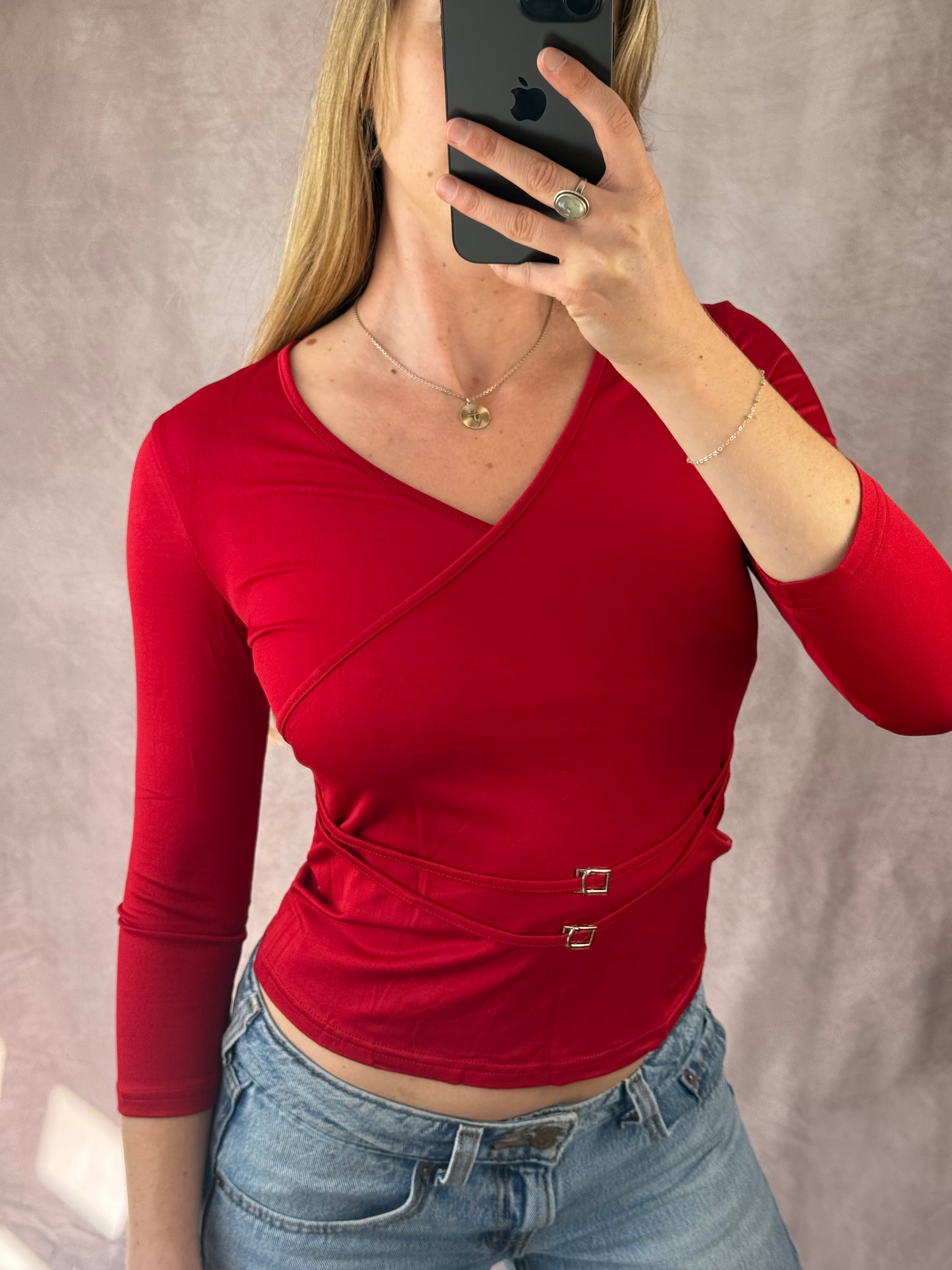 Y2K fairy whimsical red top (S)