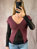 Y2K fairy whimsical black & burgundy top (S)