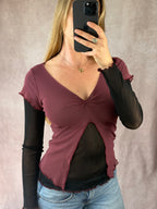 Y2K fairy whimsical black & burgundy top (S)