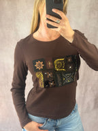 Y2K fairy whimsical brown branded top (S)