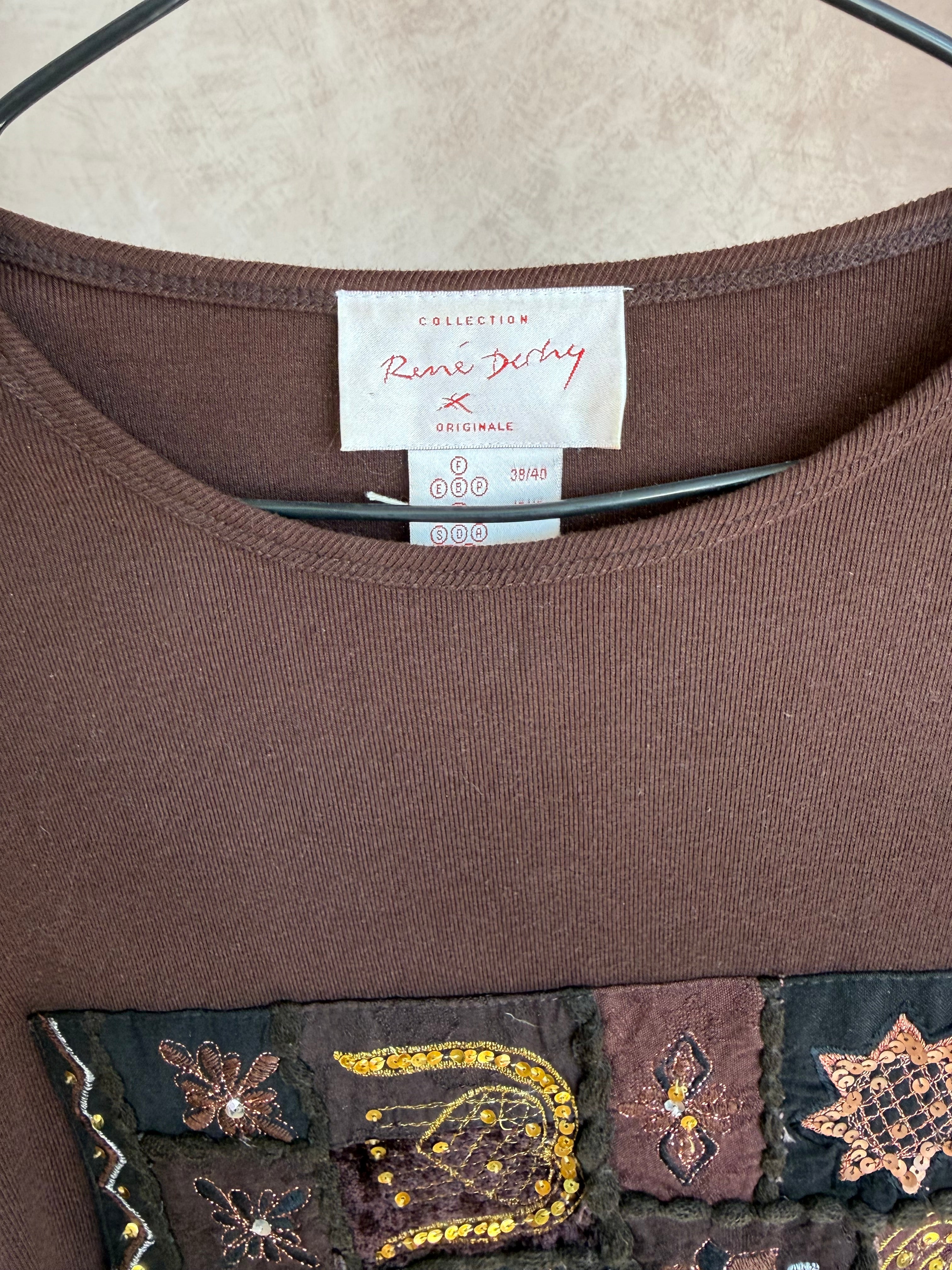 Y2K fairy whimsical brown branded top (S)