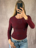Y2K fairy whimsical burgundy top (M)