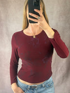 Y2K fairy whimsical burgundy top (M)