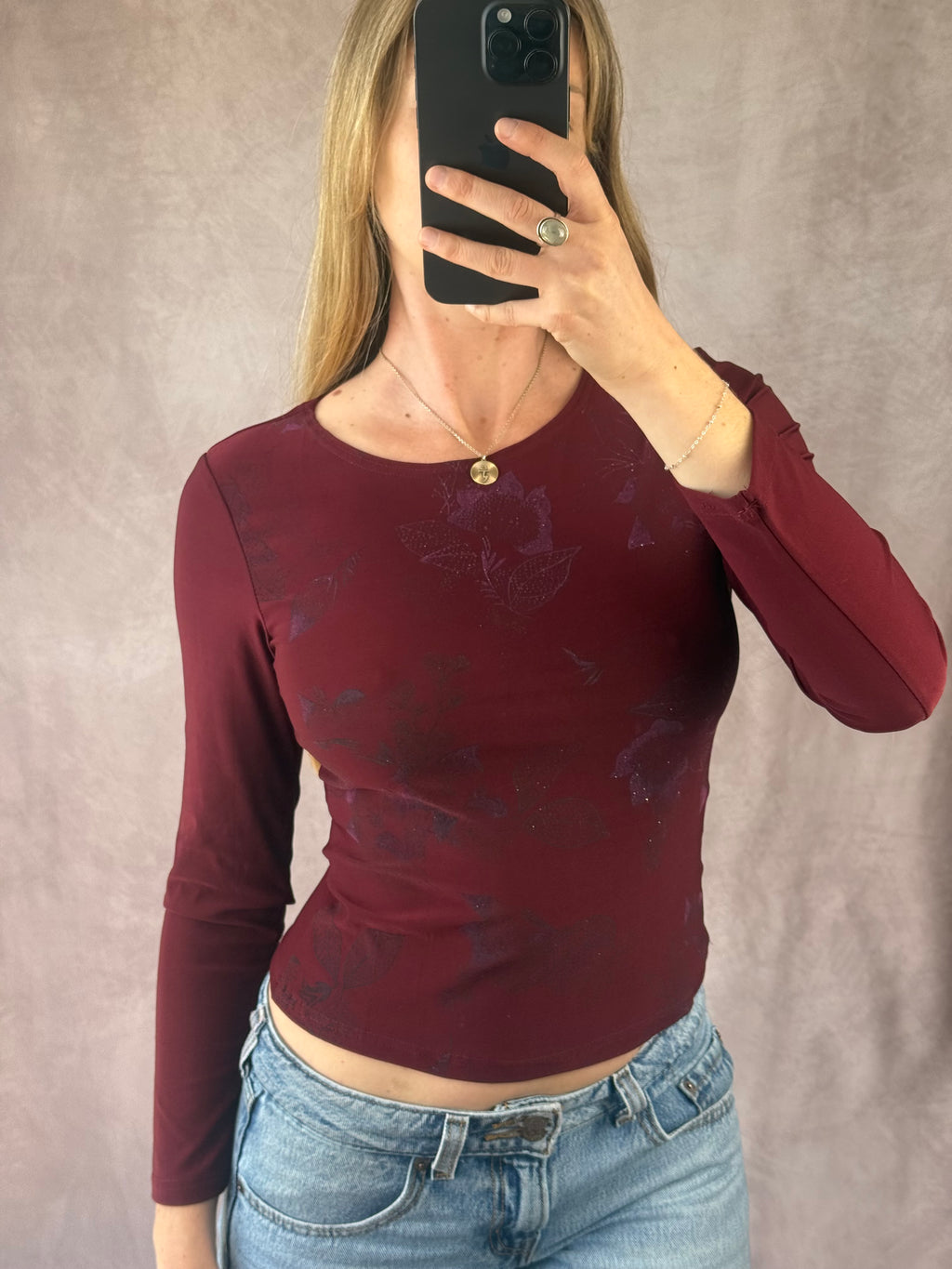 Y2K fairy whimsical burgundy top (M)