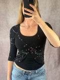 Y2K fairy whimsical black sequenced top (S)