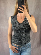 Y2K fairy whimsical black patterned top (M)