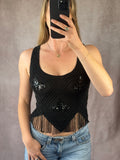 Y2K fairy whimsical black sequenced top (M)