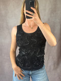 Y2K fairy whimsical black silk top (M)