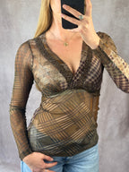 Y2K fairy whimsical black mesh top (S)