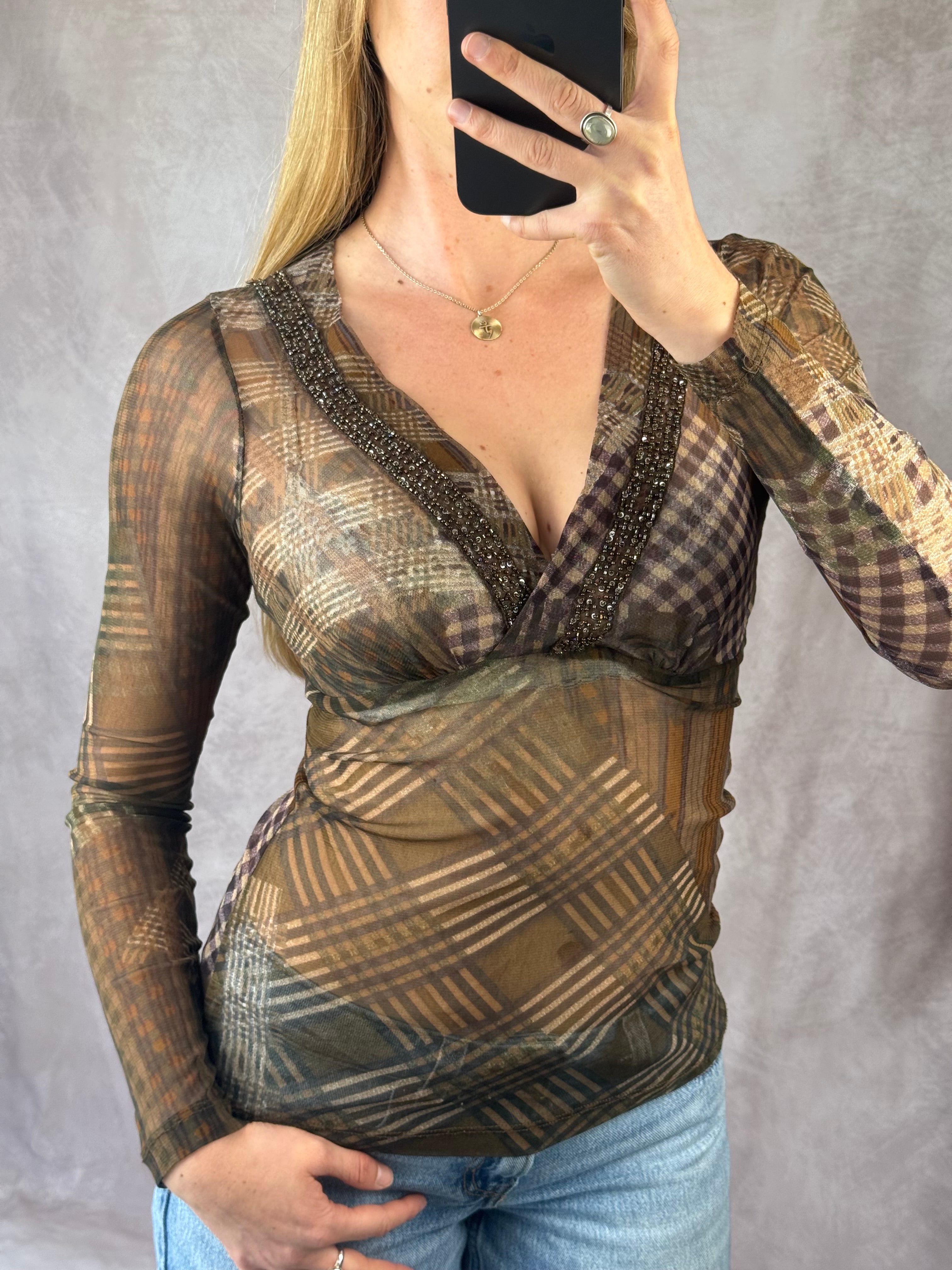Y2K fairy whimsical black mesh top (S)