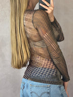 Y2K fairy whimsical black mesh top (S)