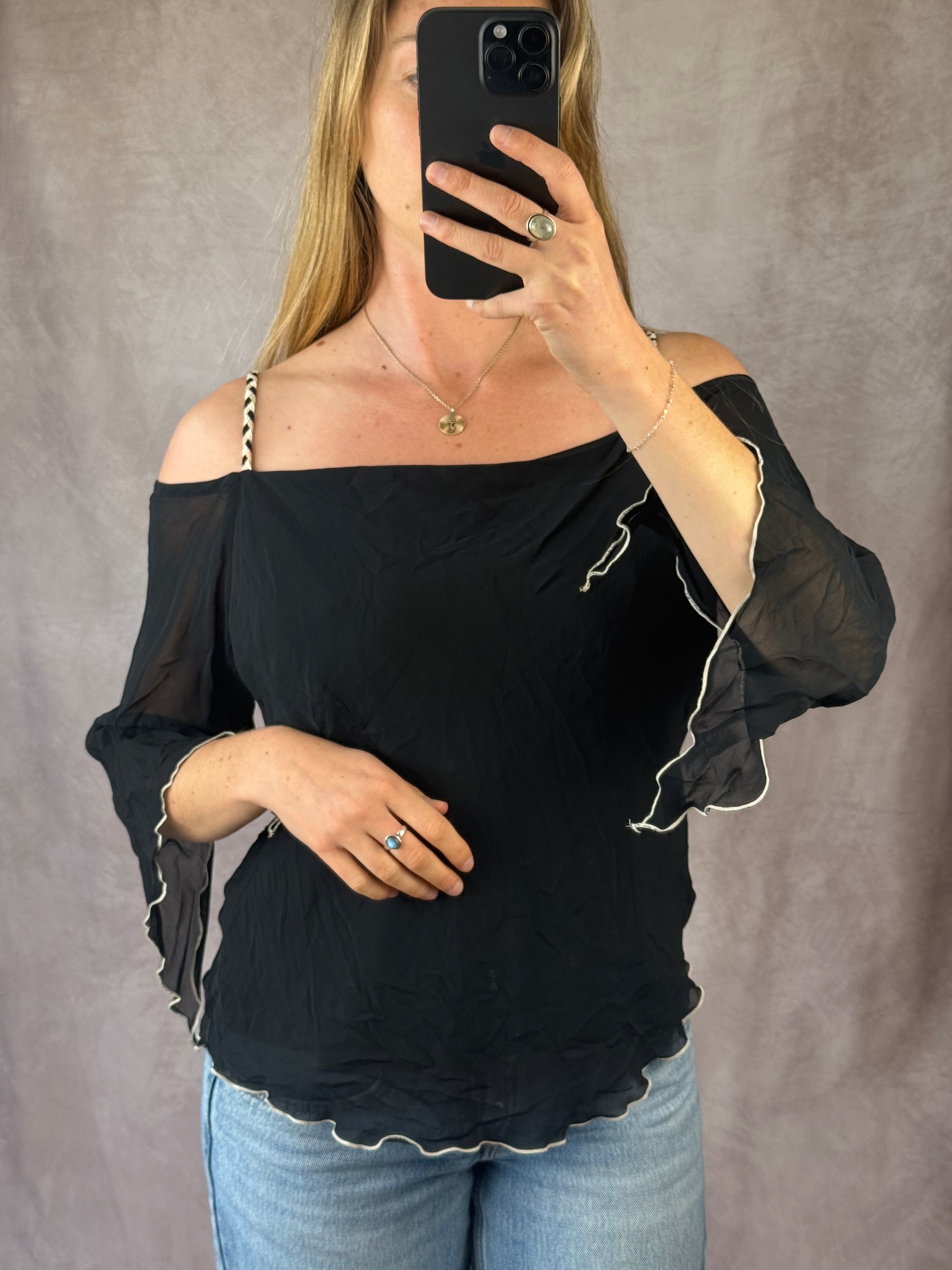 Y2K fairy whimsical black top (XL)